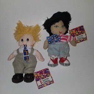 2 VTG Save the Children Bean Bag Plush Lot HARUKO PATRICK Collectible 1998 w/TAG